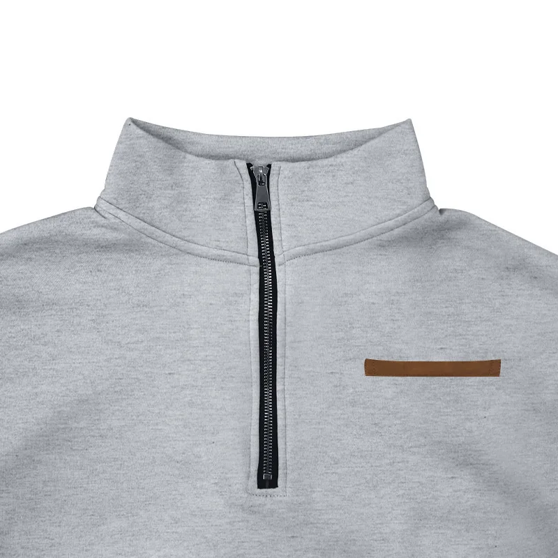 Herren Pullover Fleece Sweatshirt Troyer Pulli Sweater Stehkragen Langarmpulli