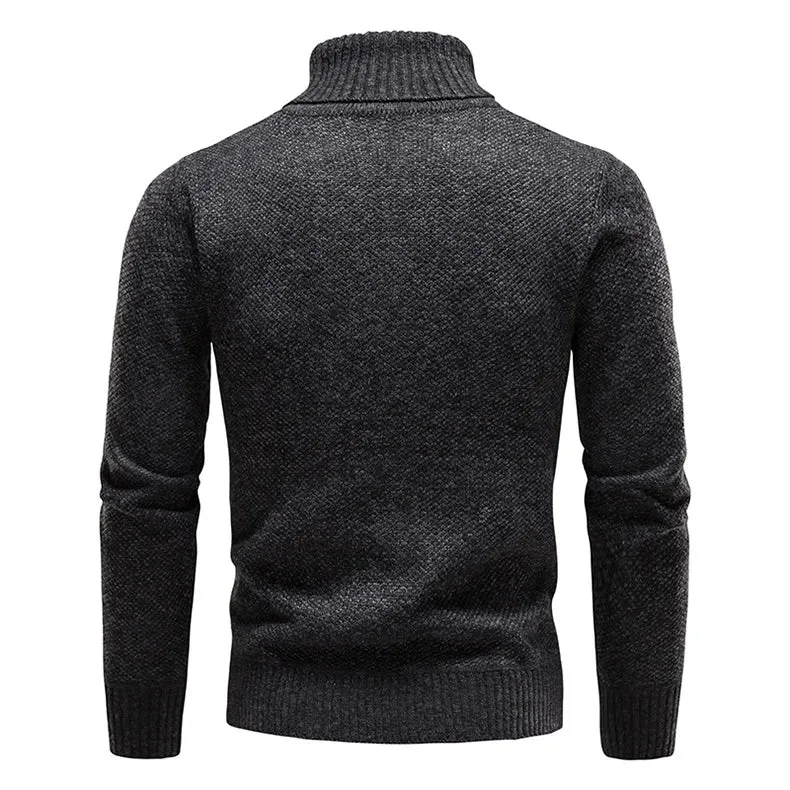 Herren Rollkragen Fleece Pullover Sweatshirt Pulli Sweater Shirt Langarmshirt