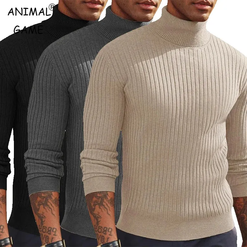 Herren Rollkragen Pullover Sweatshirt Leichter Pulli Sweater Shirt Langarmshirt