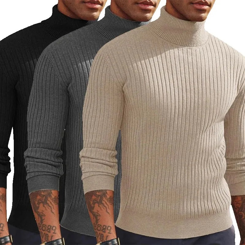 Herren Rollkragen Pullover Sweatshirt Leichter Pulli Sweater Shirt Langarmshirt