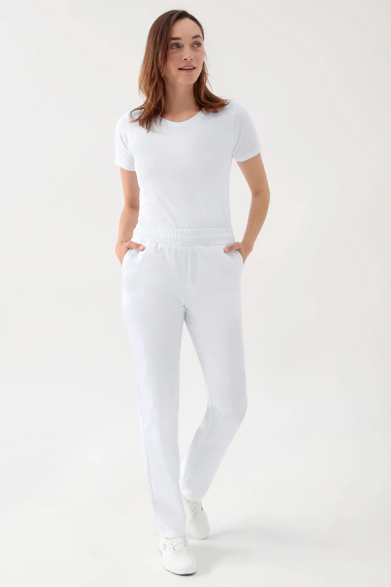 Stretch Hose Unisex - Rundumgummibund weiß