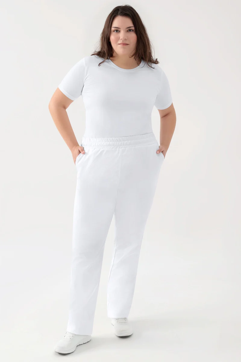 Stretch Hose Unisex - Rundumgummibund weiß