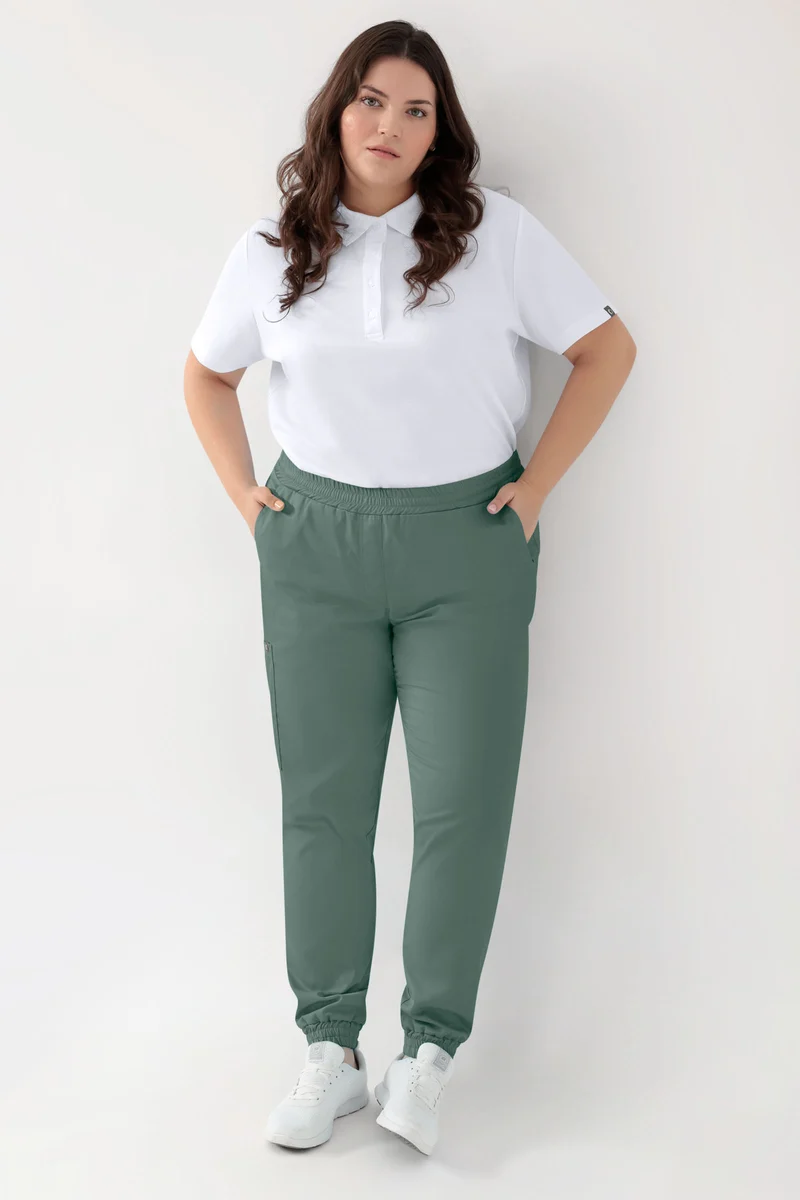 GREEN Stretch Hose Damen - Jogpants Style dunkelgrün