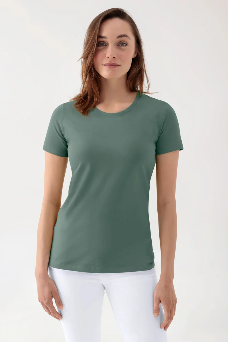 CORE Shirt Damen - Rundhalsausschnitt dunkelgrün