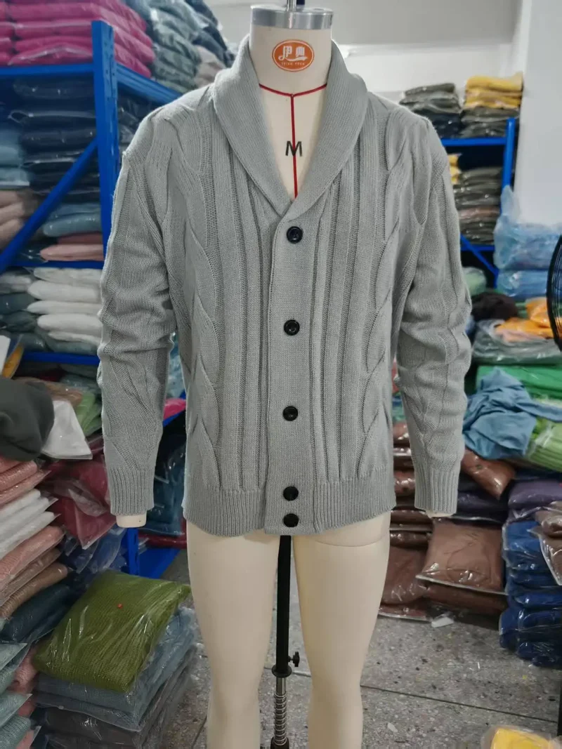 Herren Herbst Jacke Übergangsjacke Sweatjacke Sweater Strickjacke mit Zopfmuster