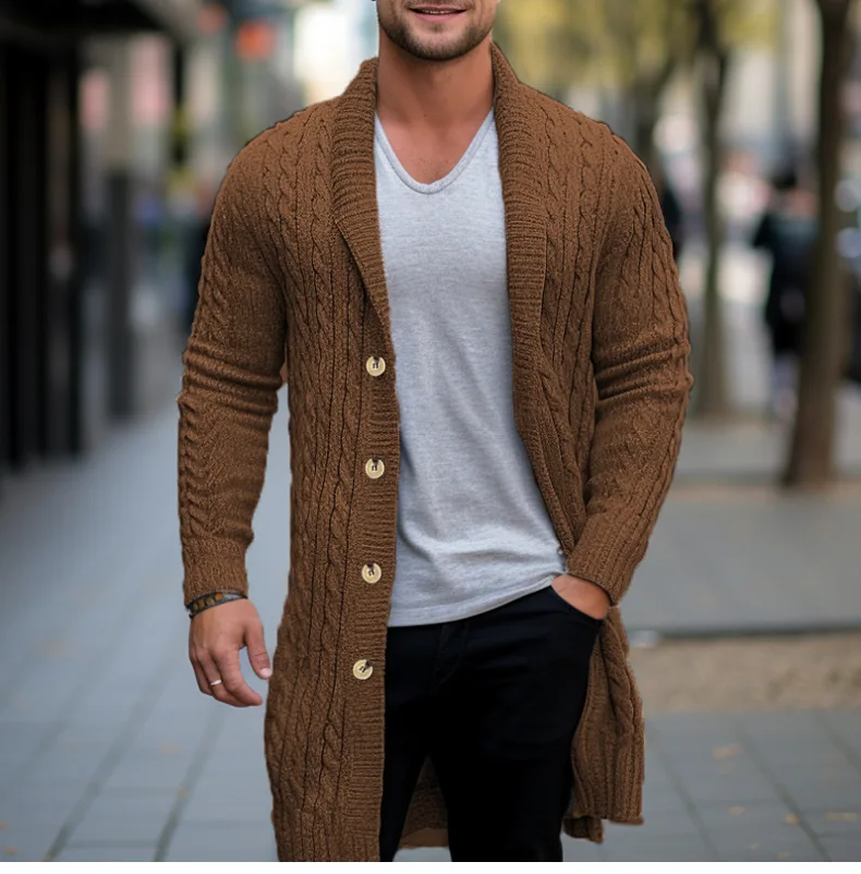 Herren Herbst Jacke Übergangsjacke Sweatjacke Sweater Strickjacke mit Zopfmuster
