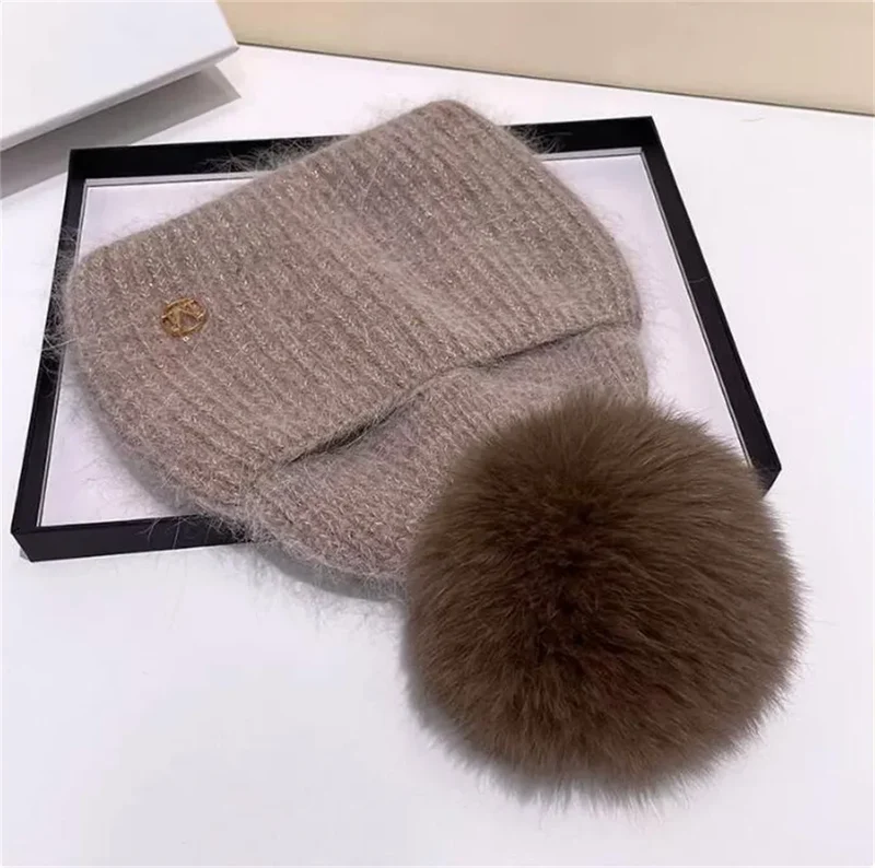 Damen Wolle Mütze Wintermütze Strickmütze Gefüttert Pudel Bommelmütze Pudelmütze