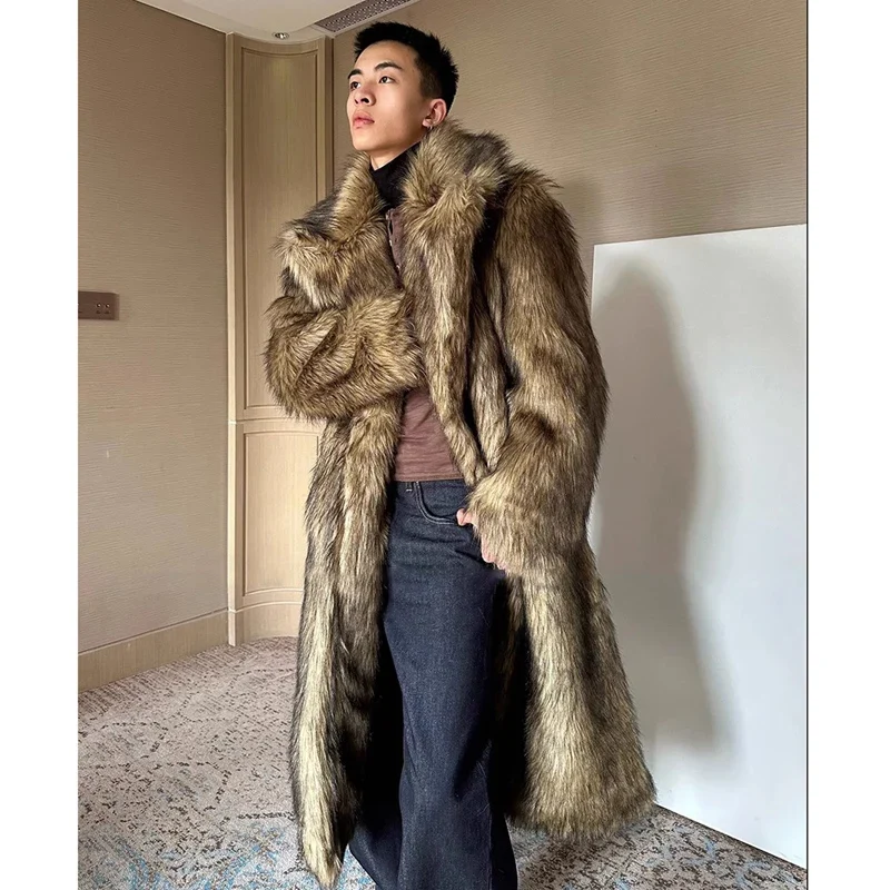 Herren Wintermantel Pelzmantel Kunstpelzmantel Herrenmantel Kunstpelz Mantel