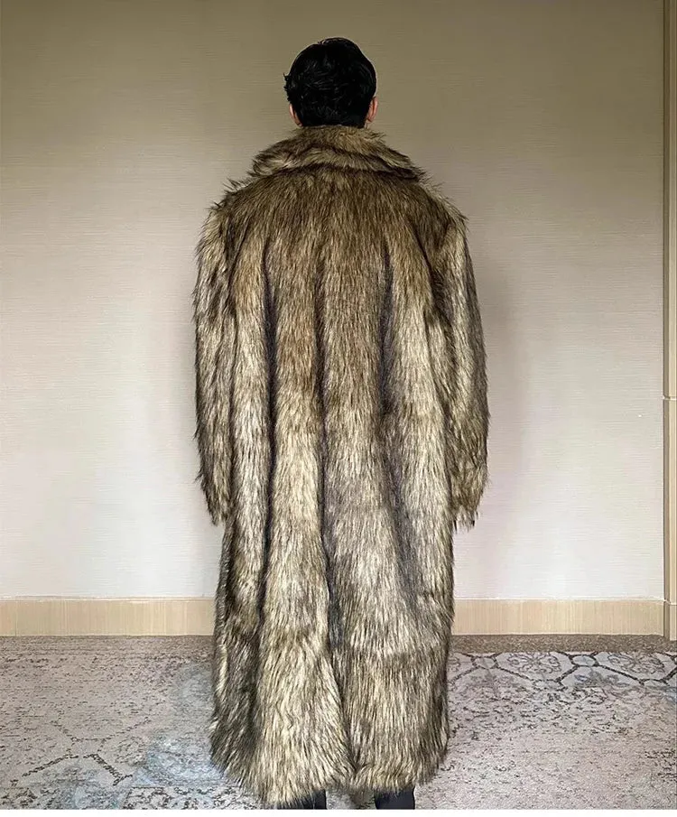 Herren Wintermantel Pelzmantel Kunstpelzmantel Herrenmantel Kunstpelz Mantel