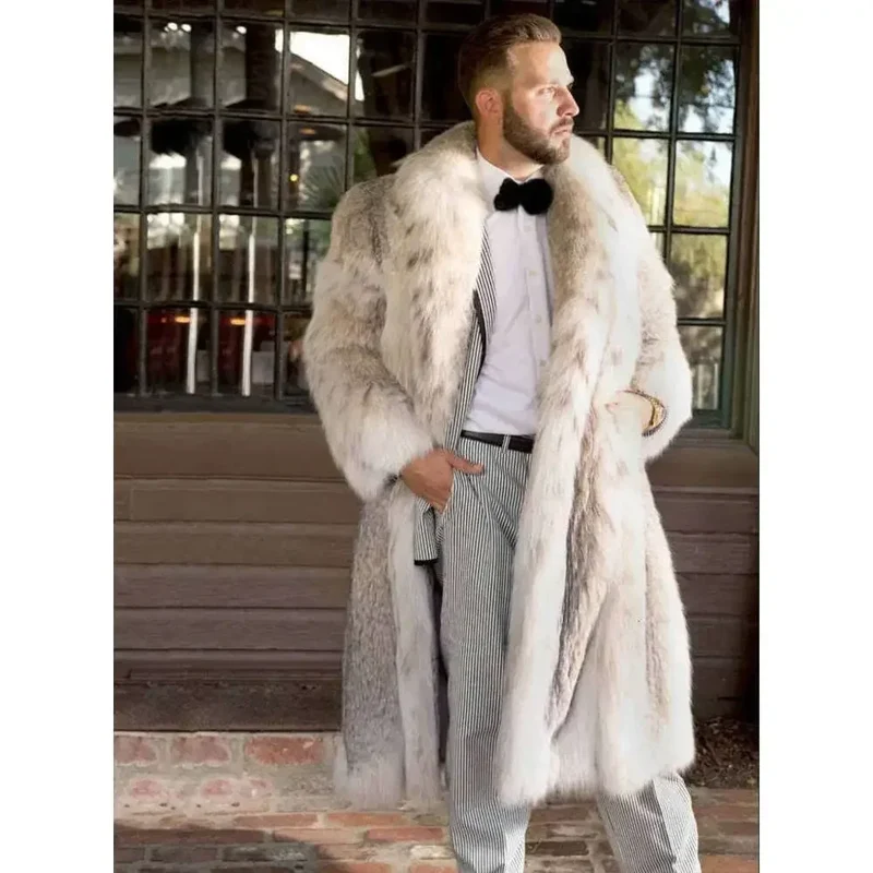 Herren Wintermantel Pelzmantel Kunstpelzmantel Herrenmantel Kunstpelz Mantel