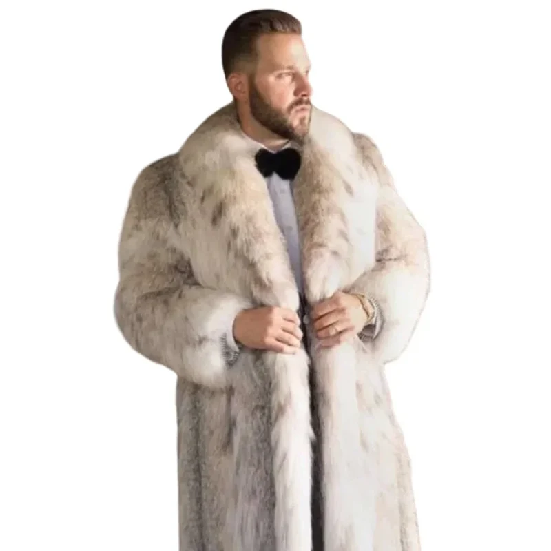 Herren Wintermantel Pelzmantel Kunstpelzmantel Herrenmantel Kunstpelz Mantel