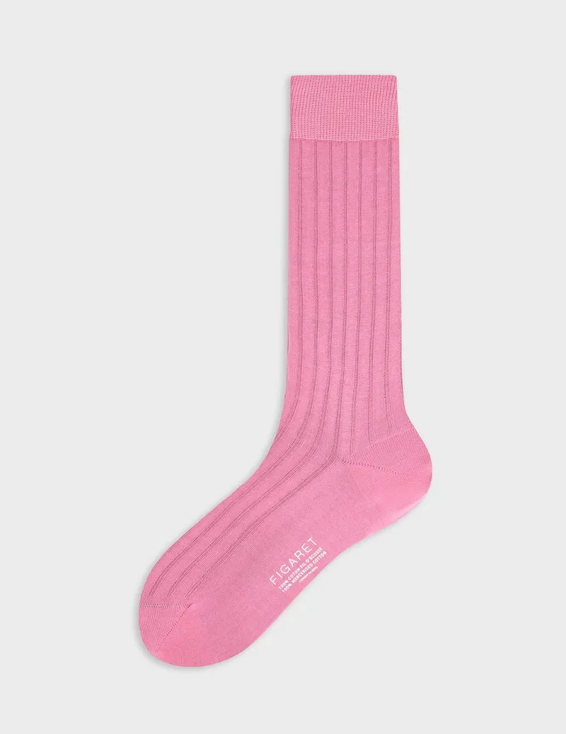 Chaussettes côtelées en double fil d'Ecosse rose