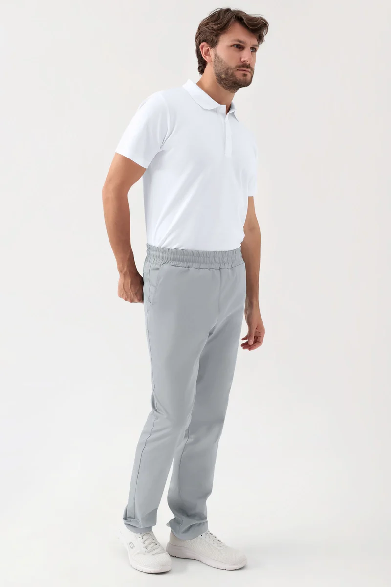GREEN Stretch Hose Unisex - Rundumgummibund perlgrau