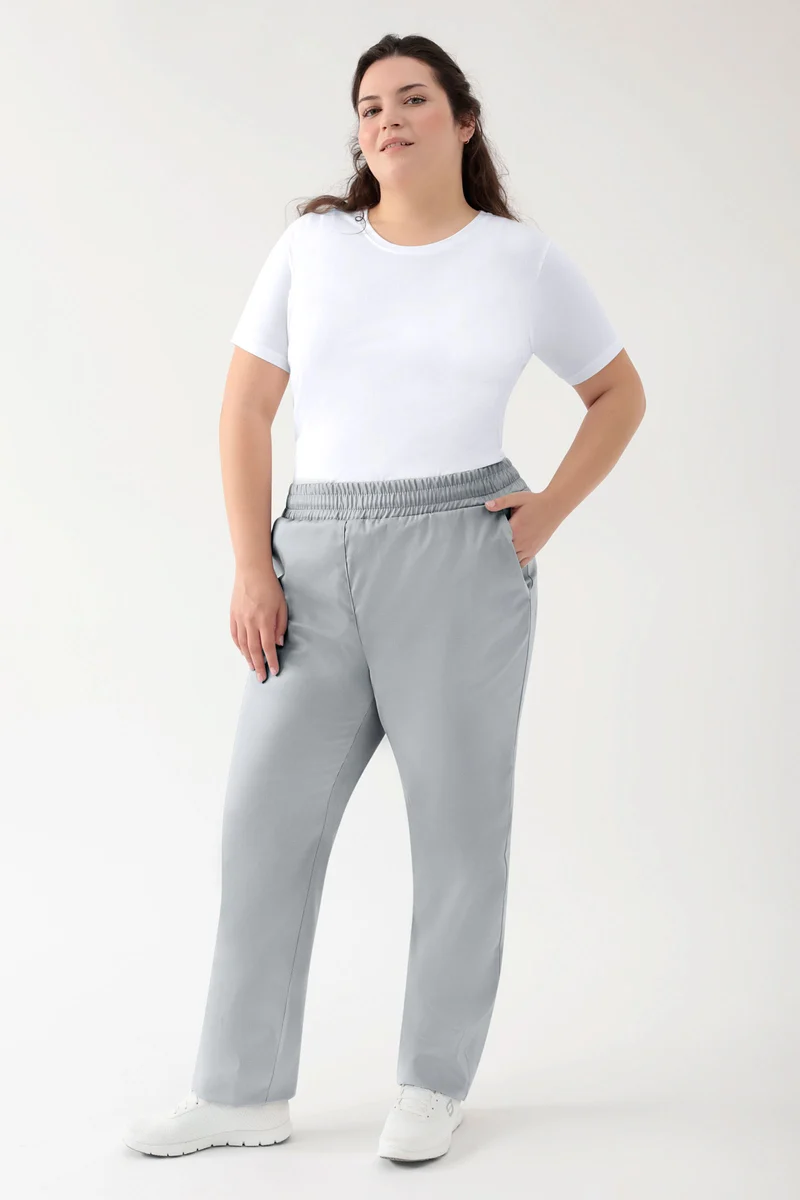GREEN Stretch Hose Unisex - Rundumgummibund perlgrau