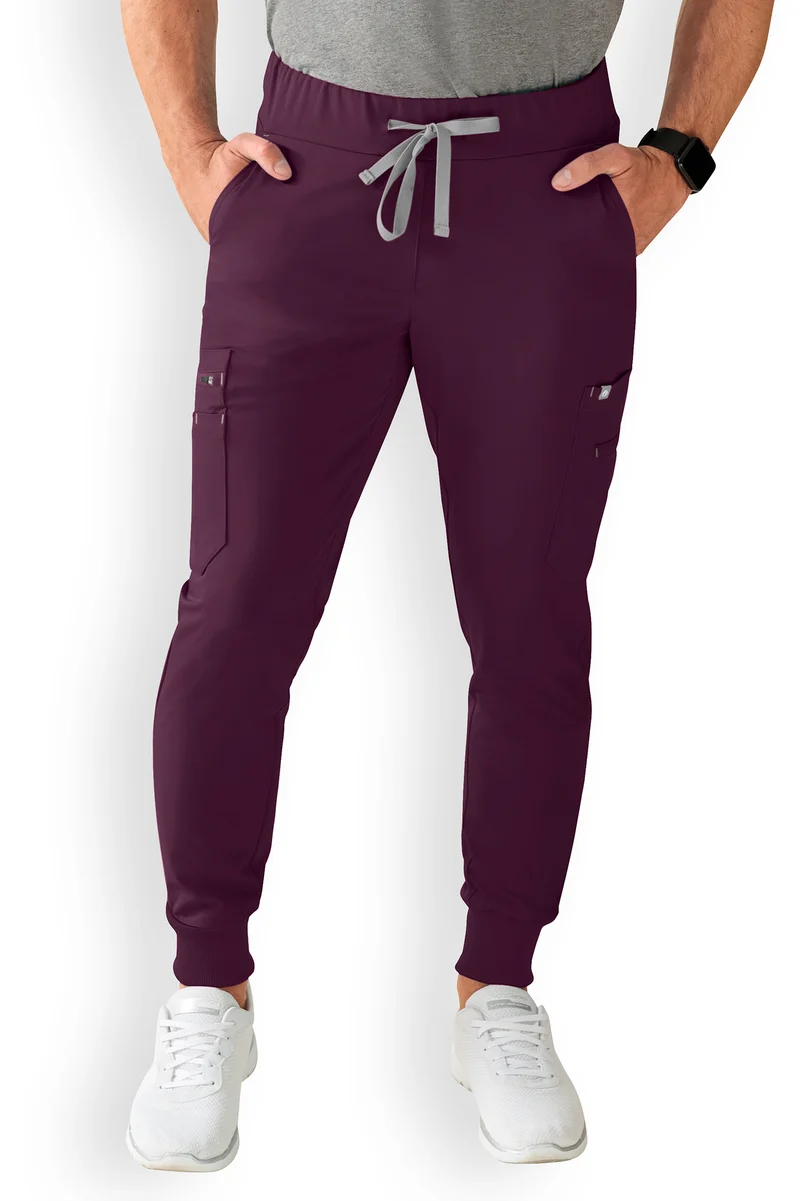 Stretchhose Herren Kurzgröße - Saumbündchen mit Beintaschen dark pflaume