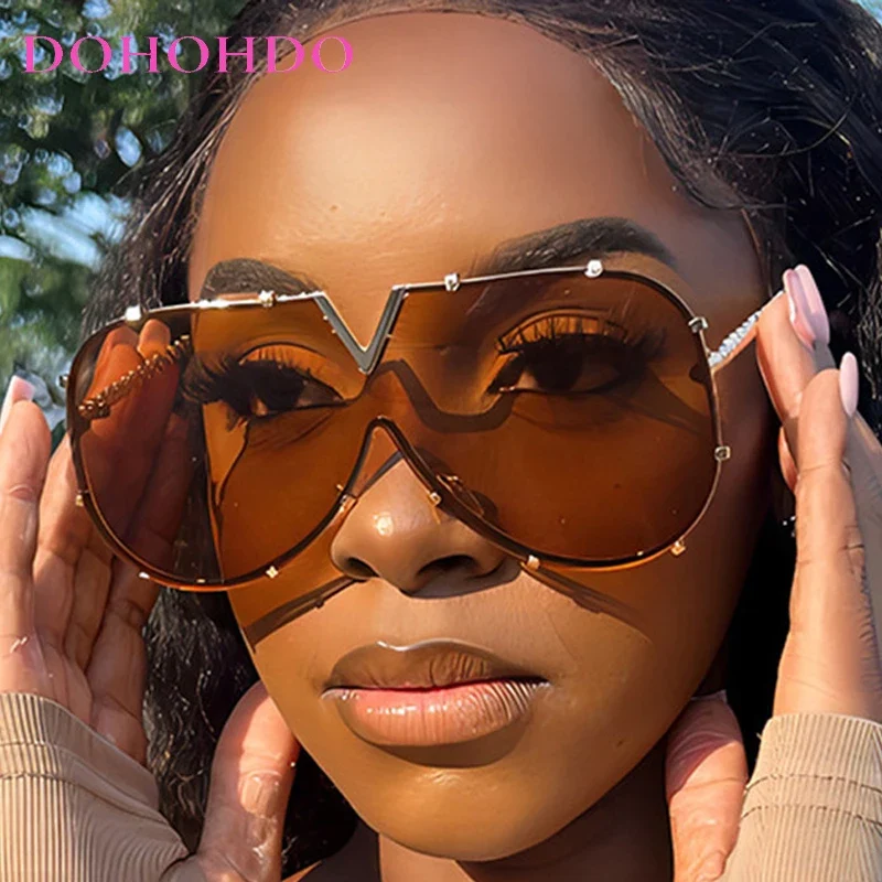 Damen Sonnenbrille Designer Luxus Brille Quadratische Übergröße Gläser Vintage