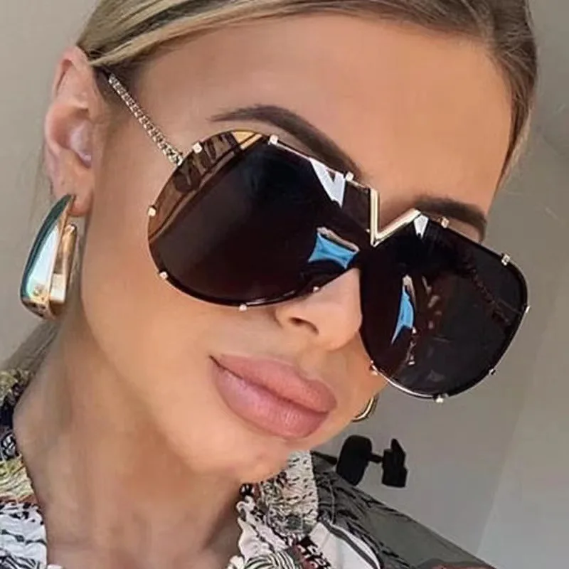 Damen Sonnenbrille Designer Luxus Brille Quadratische Übergröße Gläser Vintage