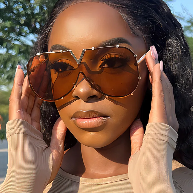 Damen Sonnenbrille Designer Luxus Brille Quadratische Übergröße Gläser Vintage