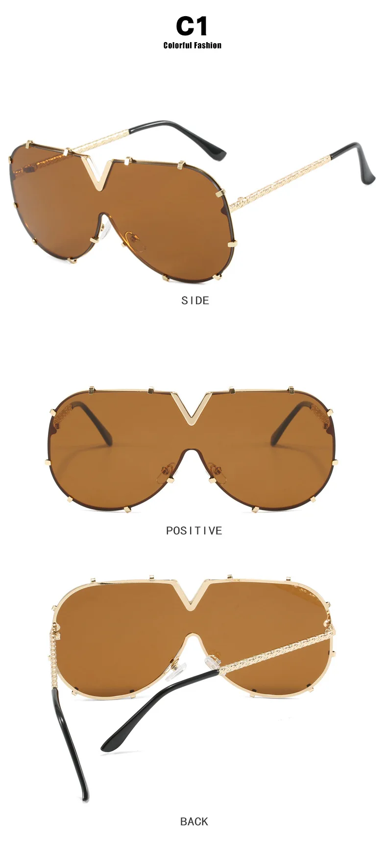 Damen Sonnenbrille Designer Luxus Brille Quadratische Übergröße Gläser Vintage