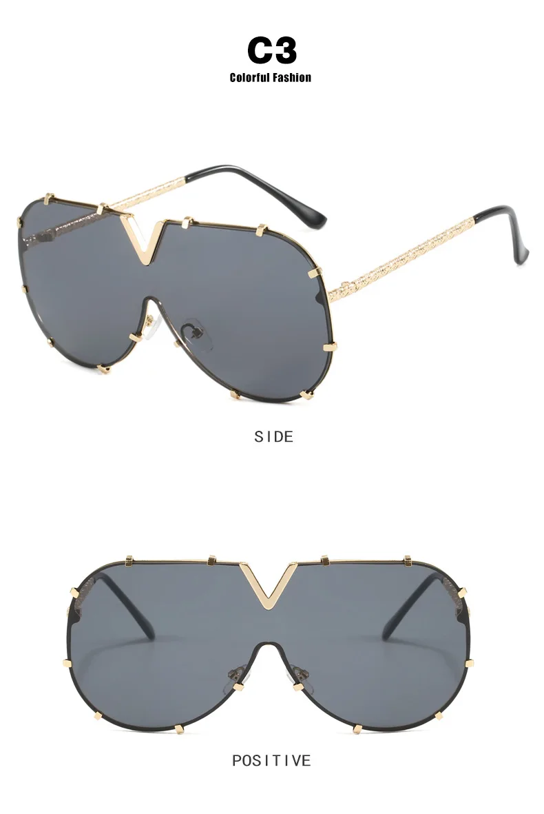 Damen Sonnenbrille Designer Luxus Brille Quadratische Übergröße Gläser Vintage