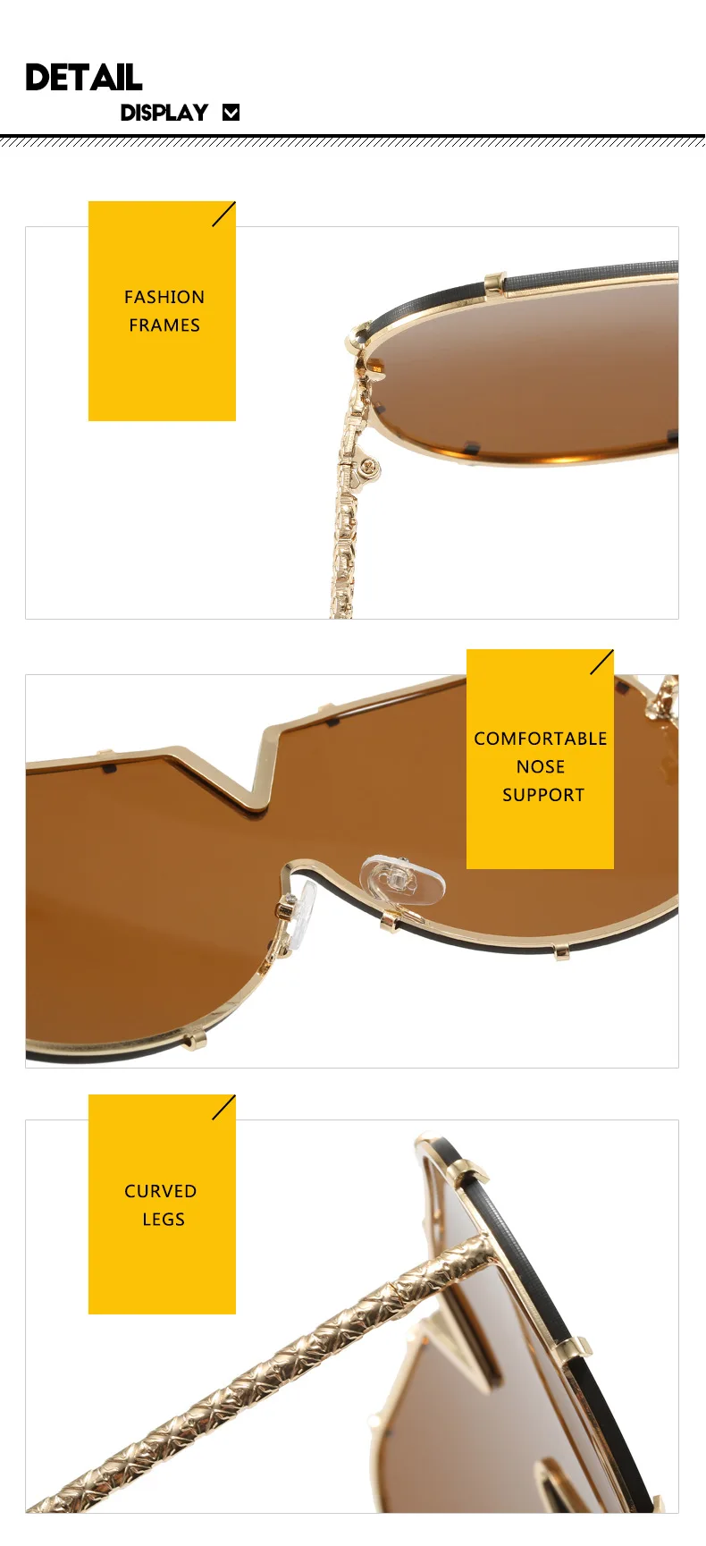 Damen Sonnenbrille Designer Luxus Brille Quadratische Übergröße Gläser Vintage