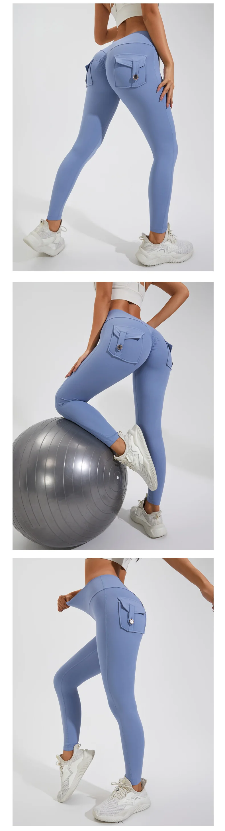 Damen Leggings Push Up Stretch Leggins Yoga Fitness Hose m Tasche Sexy Gym Wear