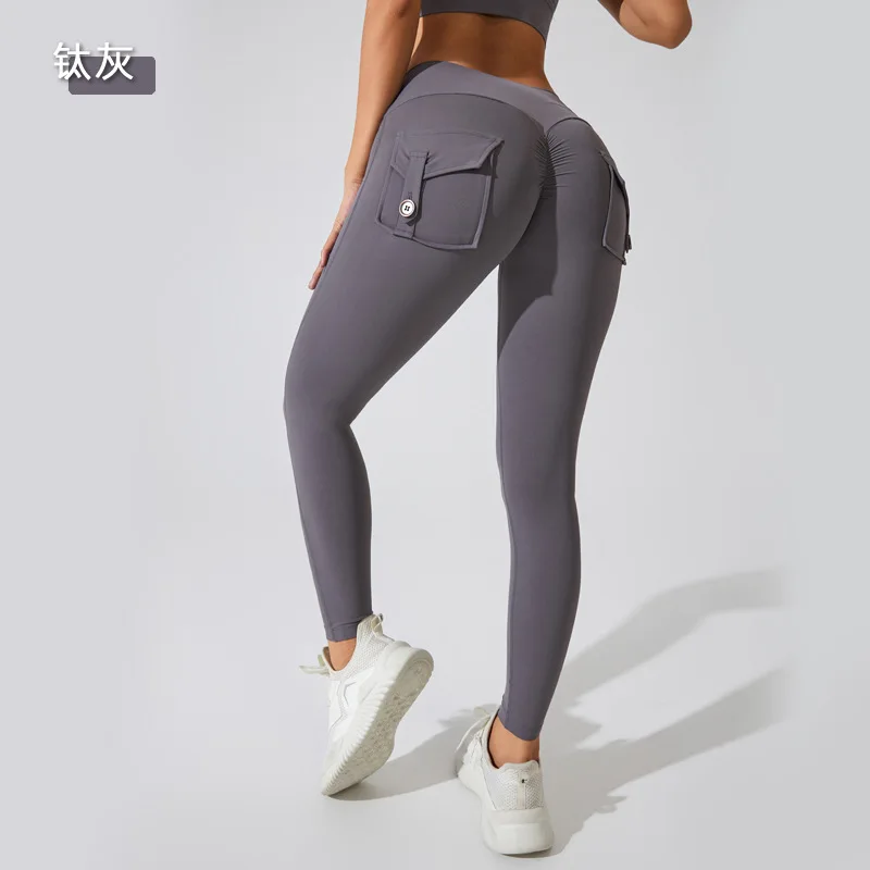Damen Leggings Push Up Stretch Leggins Yoga Fitness Hose m Tasche Sexy Gym Wear