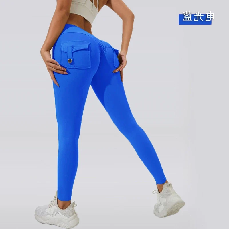 Damen Leggings Push Up Stretch Leggins Yoga Fitness Hose m Tasche Sexy Gym Wear