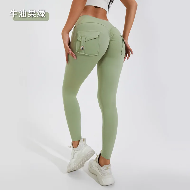 Damen Leggings Push Up Stretch Leggins Yoga Fitness Hose m Tasche Sexy Gym Wear