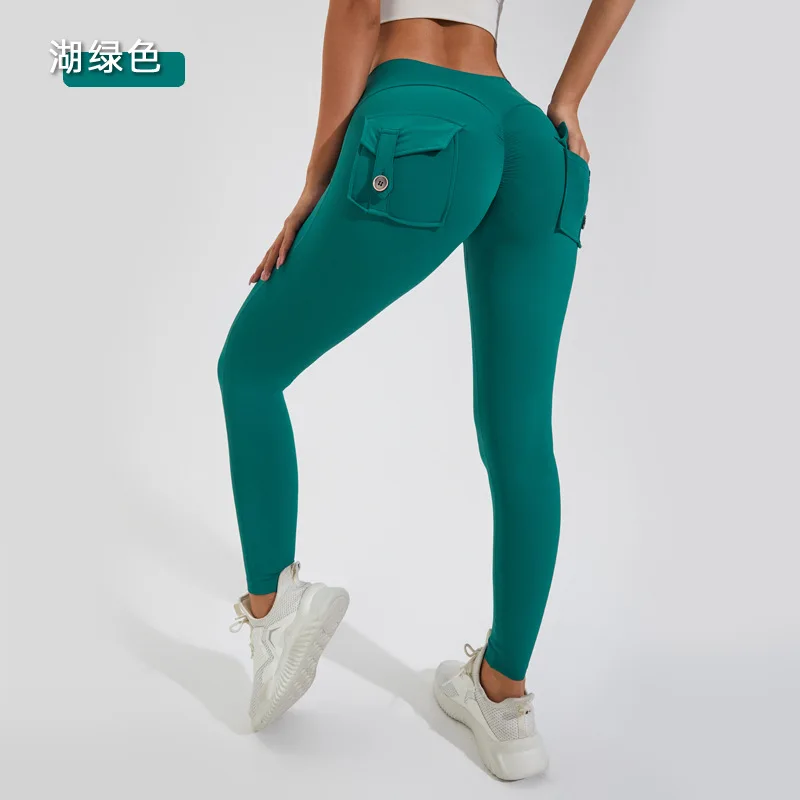 Damen Leggings Push Up Stretch Leggins Yoga Fitness Hose m Tasche Sexy Gym Wear