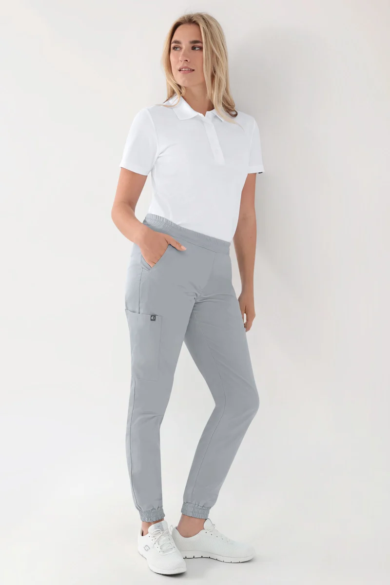 GREEN Stretch Hose Damen - Jogpants Style perlgrau