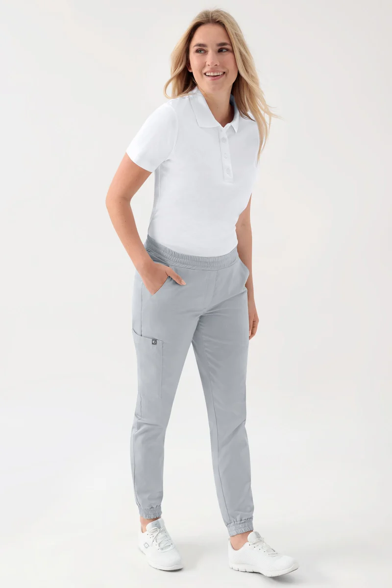 GREEN Stretch Hose Damen - Jogpants Style perlgrau