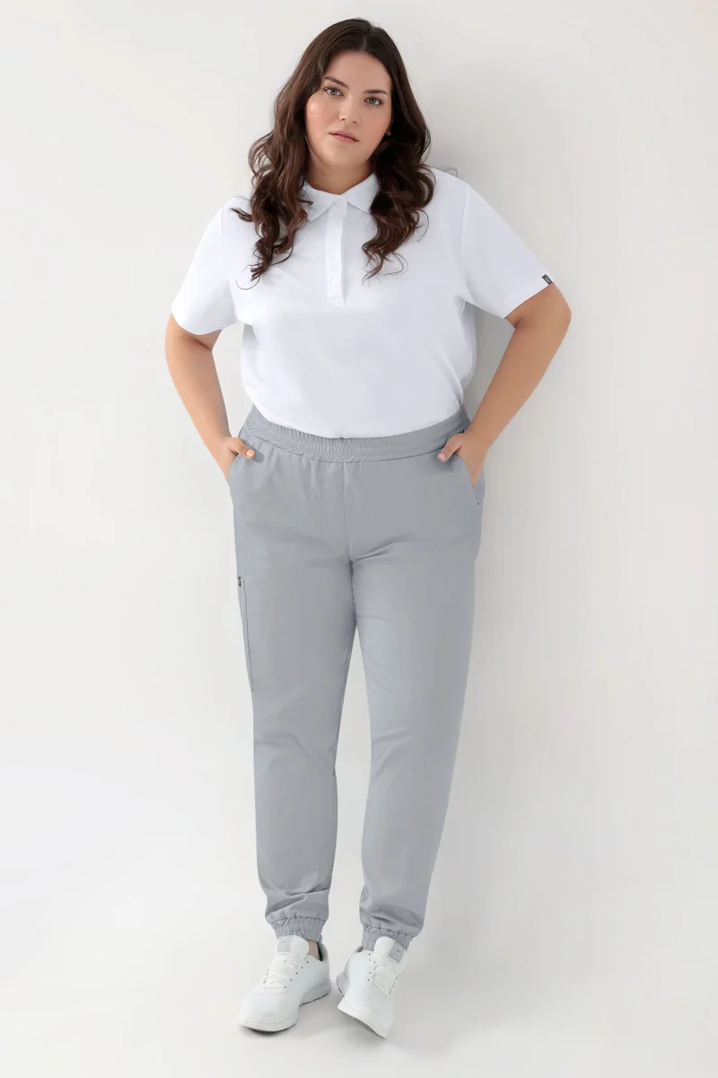 GREEN Stretch Hose Damen - Jogpants Style perlgrau