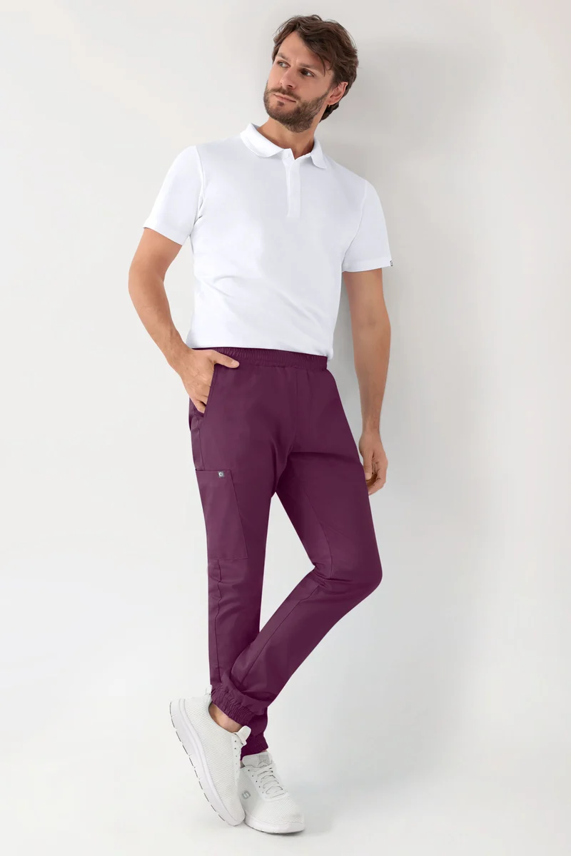GREEN Stretch Hose Herren - Jogpants Style pflaume