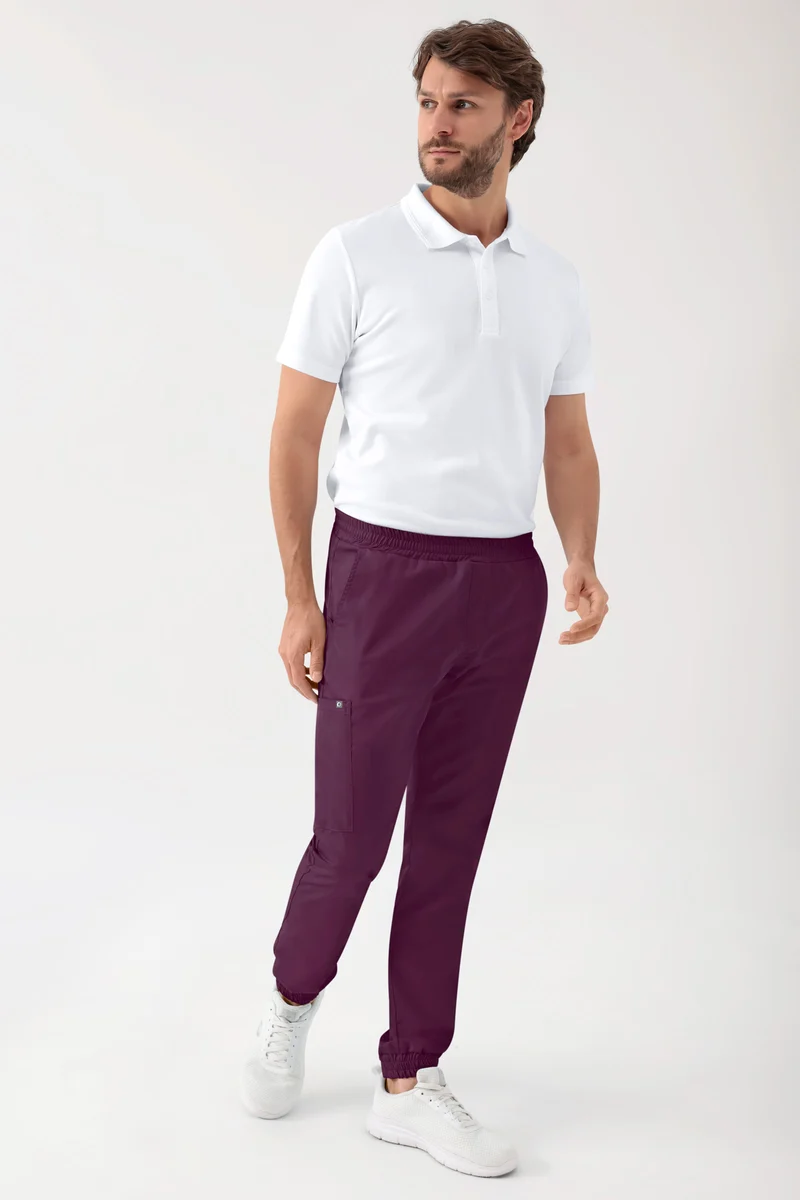 GREEN Stretch Hose Herren - Jogpants Style pflaume