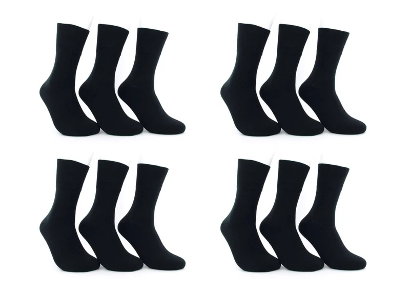 12 Paar Herren Diabetikersocken 97 % Baumwolle schwarz