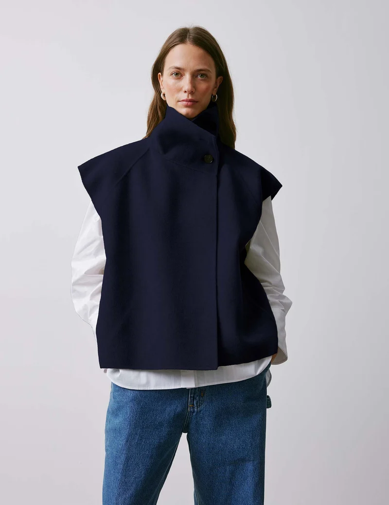 Veste Neyla en laine double face marine