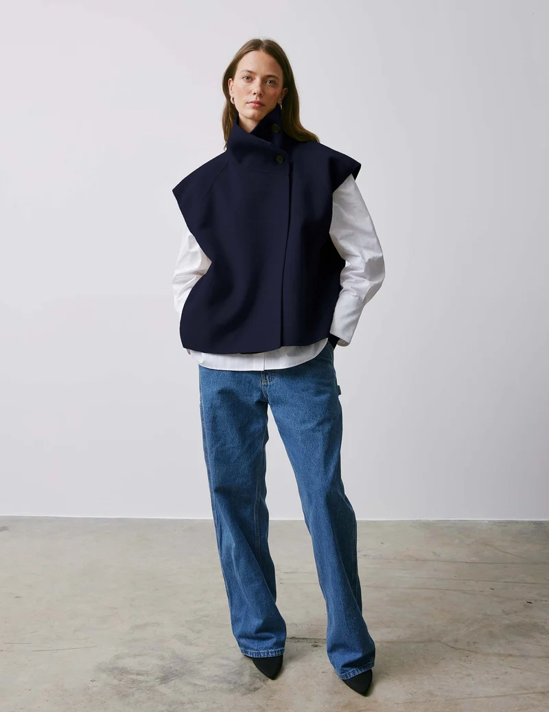 Veste Neyla en laine double face marine