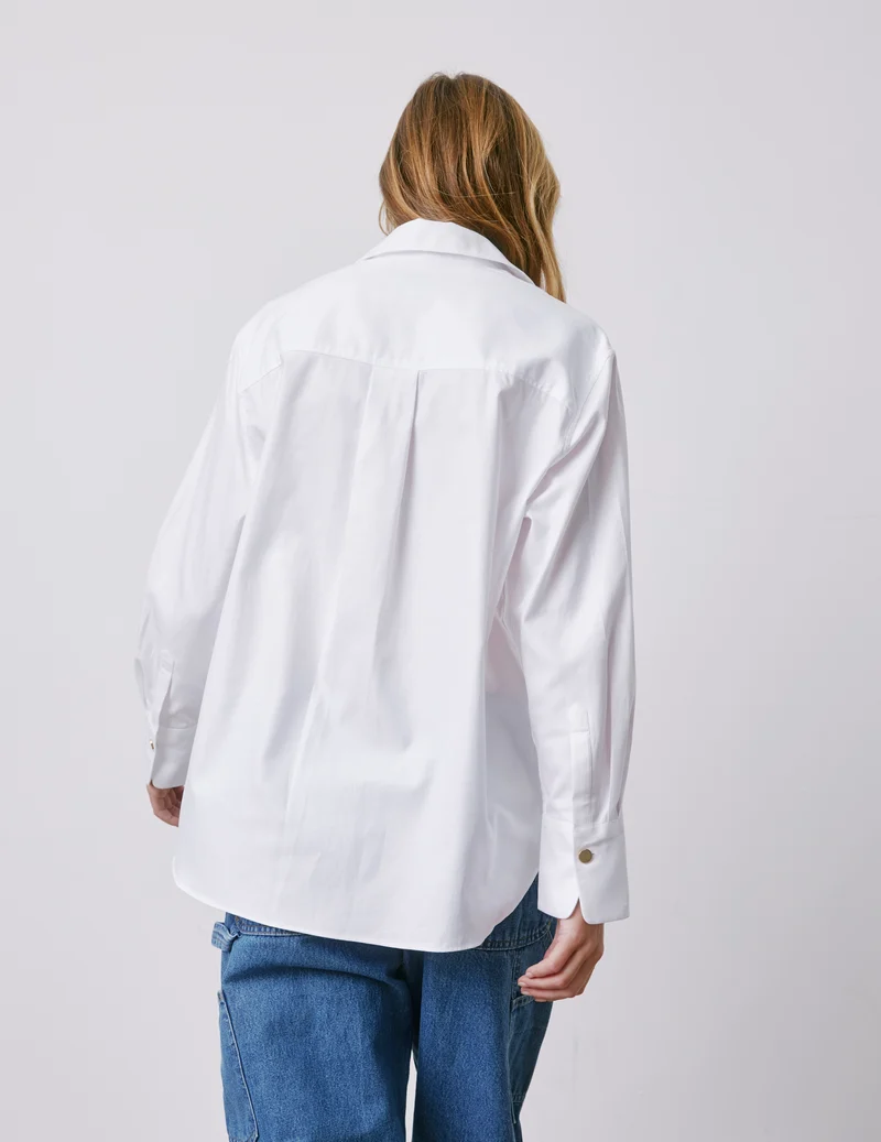 Chemise Mathéa gorge cachée blanche