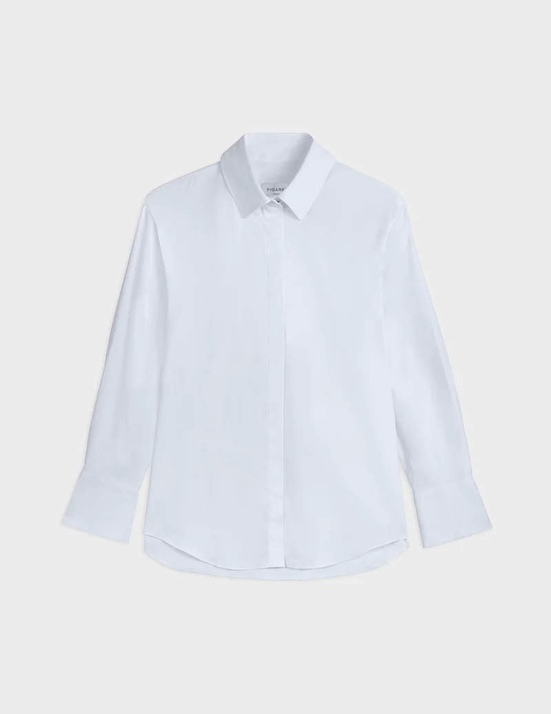 Chemise Mathéa gorge cachée blanche