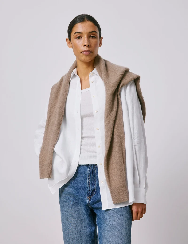 Chemise oversize Delina en lin blanc