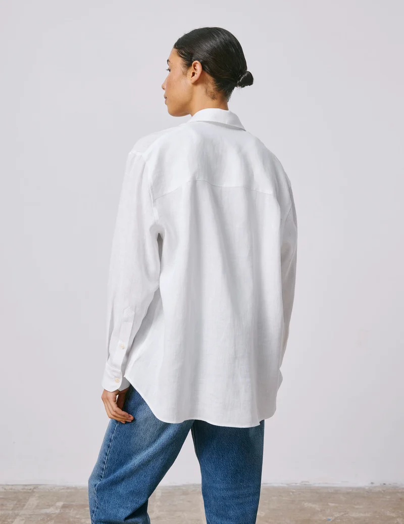 Chemise oversize Delina en lin blanc