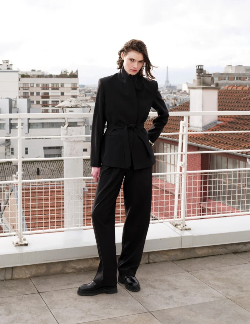 Veste de costume Nora en laine vierge noire