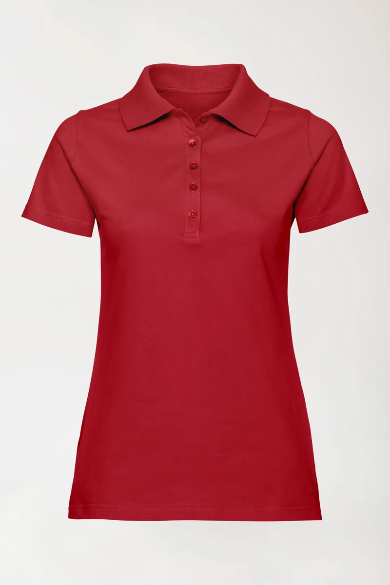 Stretch Shirt Damen - Polokragen rot