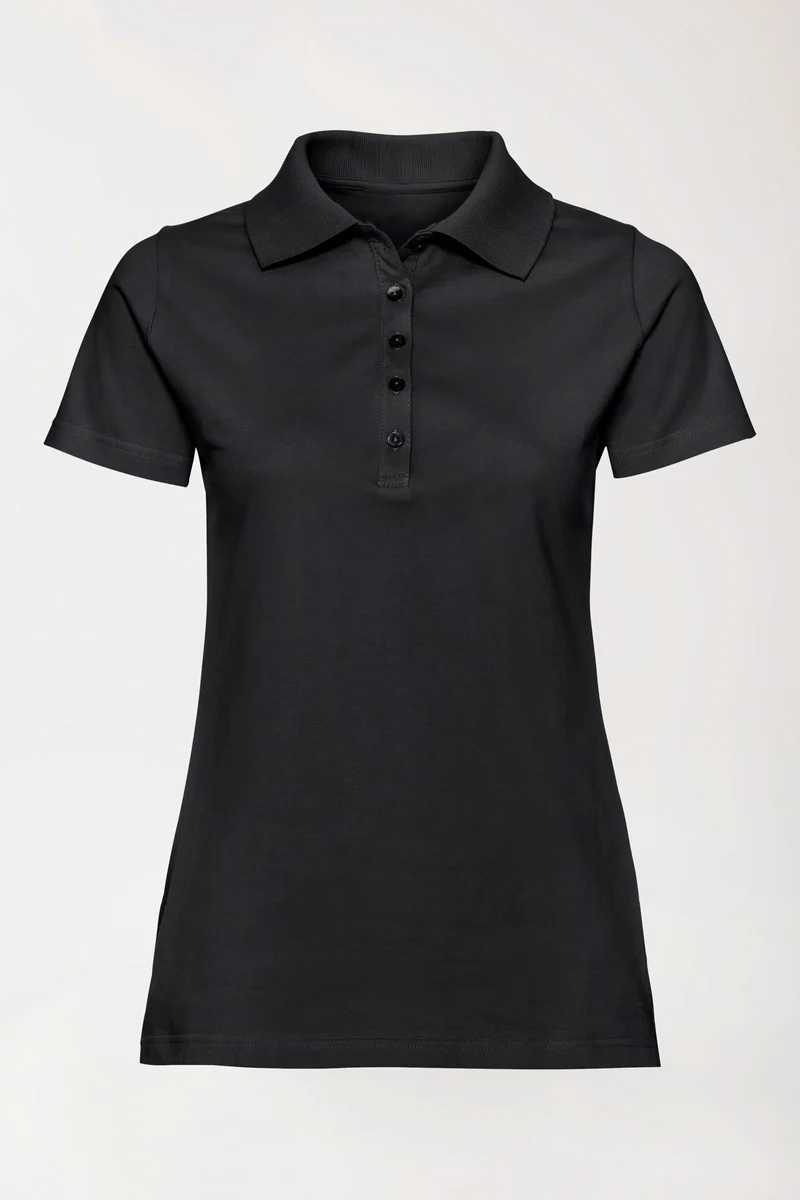 Stretch Shirt Damen - Polokragen schwarz
