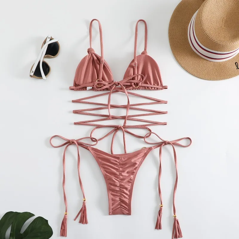 Damen Micro Bikini BH Set Gepolstert Brasilianischer Badeanzug Bademode Strand