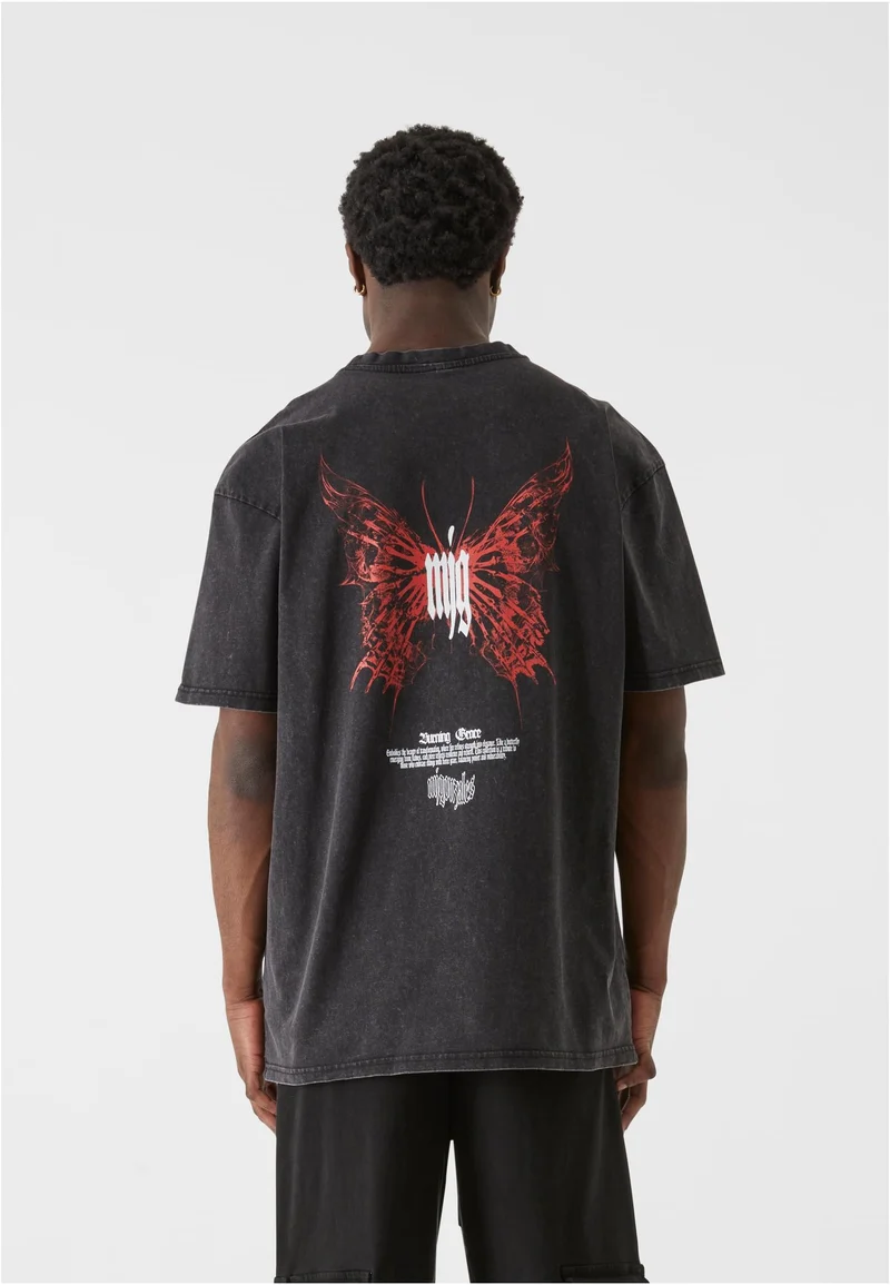 MJG Heavy Oversized Acid Washed Tee Inferno Butterfly