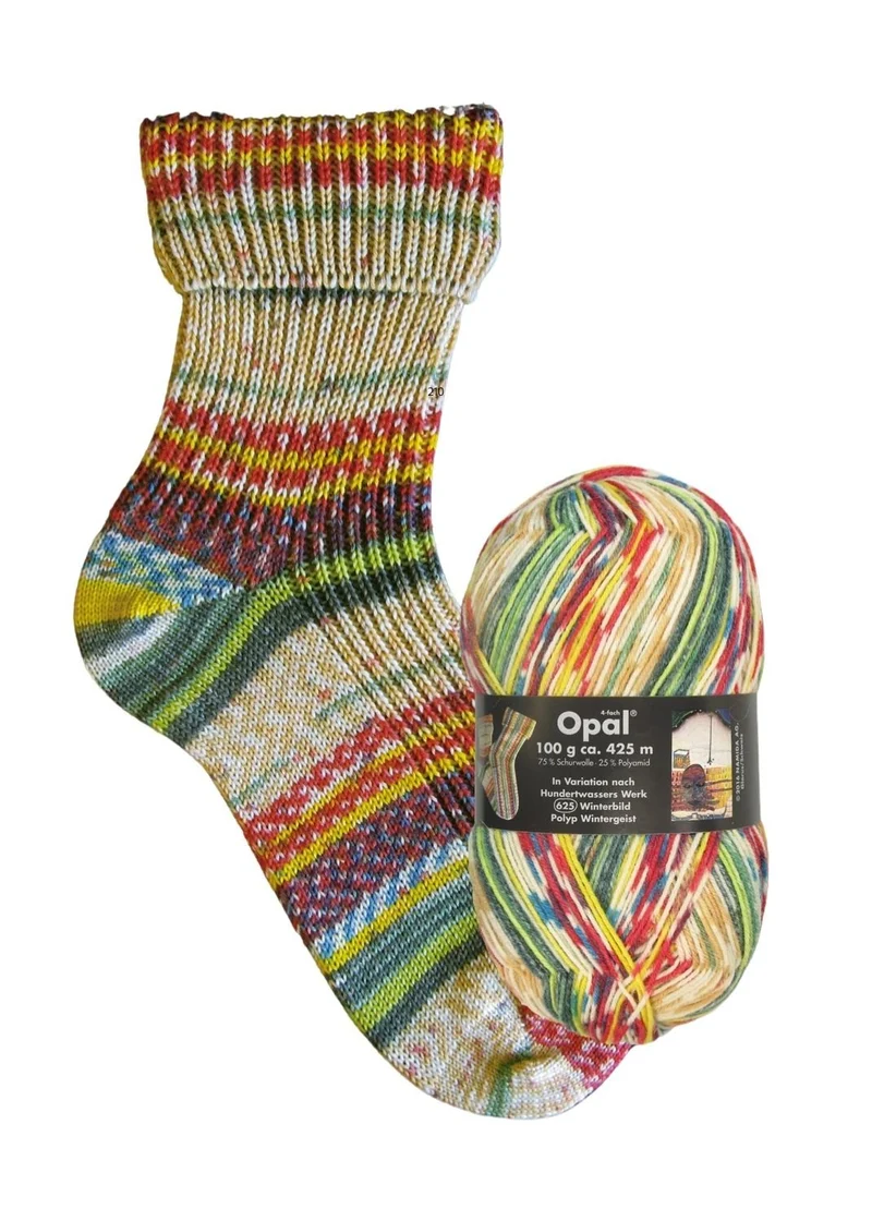 Opal Hundertwasser II | 4-fach Sockenwolle 100g | Farbe 2104