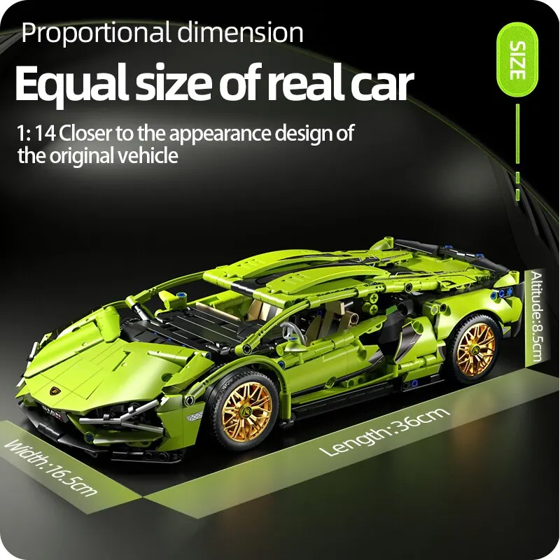 Technik Sportwagen Modell Puzzle 1280 Teile Spielzeug Auto Bausatz Kinder