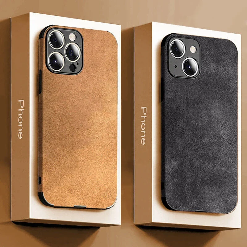 LEDER Handy Hülle IPhone 15 14 13 12 Pro Max Fashion Tasche Cove Schutzhülle